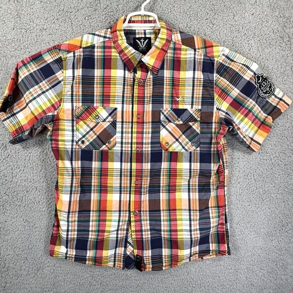 Triple Fat Goose Men’s Madras Plaid Snap button Multicolor Preppy Shirt Size M - Picture 1 of 12